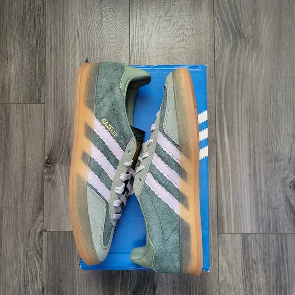 Adidas Gazelle Indoor Sneakers - Sage Green & White - Picture 2 of 6